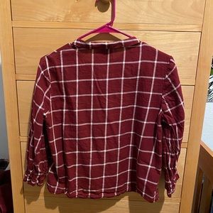 Plaid burgundy bell sleeve button up